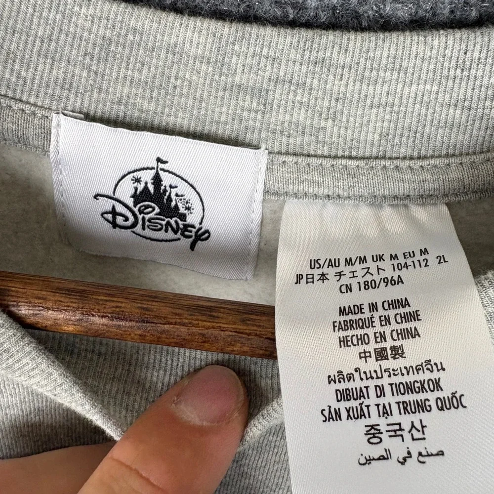 Disney Lilo & Stitch Gray Crewneck Sweatshirt Double Sided Graphic Mens Medium